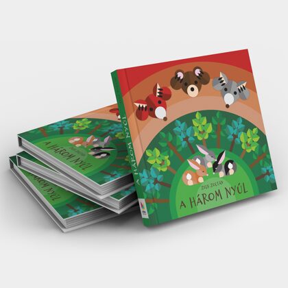 Gyerekkönyv borítóterve (vektoros illusztrációkkal)