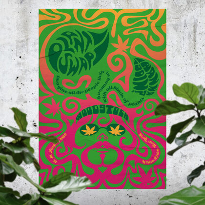 "Növénycsere" - fiktív esemény plakátterve pszichedelikus stílusban (flower power :D )