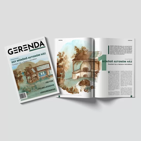 Magazin layout terve akvarellillusztrációkkal